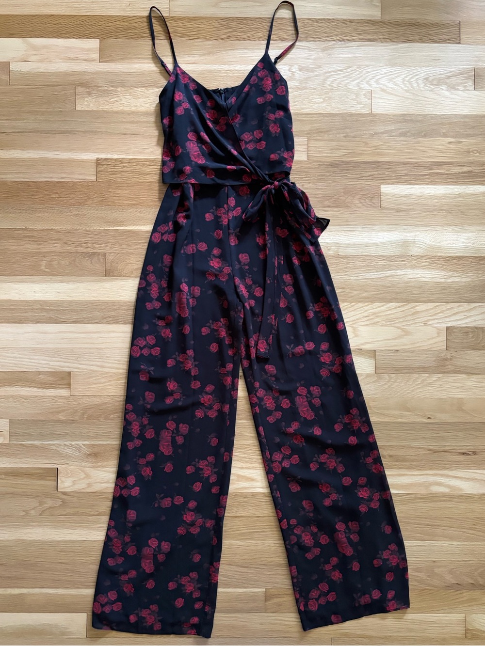 MICHAEL Michael Kors - Floral Wrap Wide-Leg Jumpsuit - Black/Red
